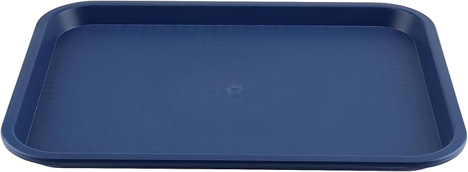 ZOENHOU 10 Pack 14 x 10 Inch Plastic Fast Food Tray,Rectangular Plastic Cafeteria Trays Serving Trays for Serving Food, Blue