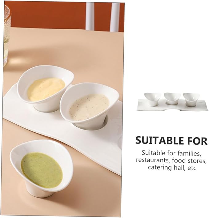 Ciieeo Japanese Style Ceramic Appetizer Plates 1 Set Seasoning Dish Unique Design for Condiments Suitable for Home Use for Dipping Sauces and Snacks