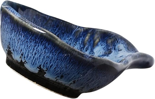 Nordic Style Small Ceramic Snack Dishes Spoon Holder Glazed Seasoning Plates for Dipping Appetizers and Condiments