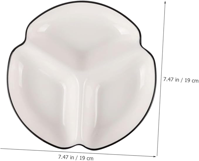VALICLUD Ceramic Divided Serving Dish Three Compartment Plate for Portion Control Food Grade Dinnerware for Snacks Appetizers Fruits for Home and Party Use