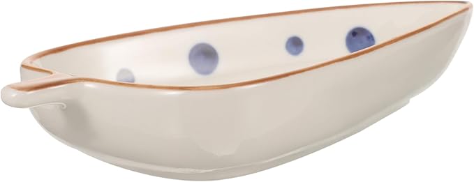 GANAZONO Ceramic Leaf-shaped Snack Plate for Appetizers and Dipping Sauces Hand-painted - for Home and Restaurant Use Unique Condiment Serving Dish