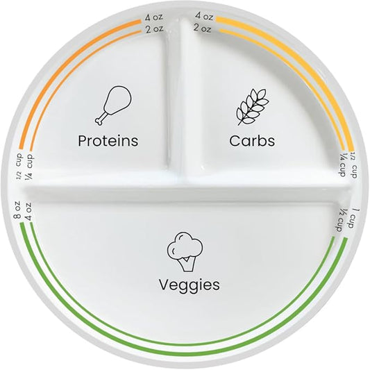 Uba DIABETIC Portion Control Plate (PORCELAIN) with Built-in Measurements