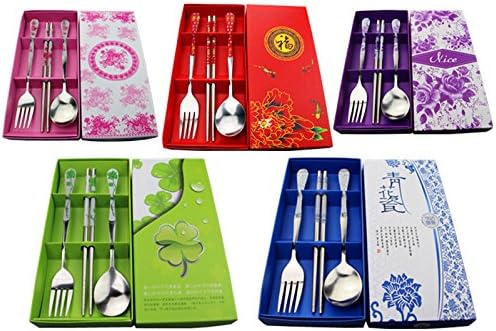 Stainless Steel Teaspoons Dinner Spoon Fork Chopsticks 5 Boxes Spoons Forks Flatware Serving Sets，