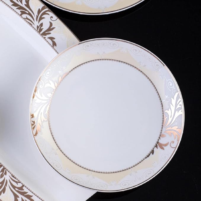 60 Heads ceramic tableware Dish Rice Bowl Salad Noodles Bowl Plate Dinnerware Sets Kitchen Soup Pot Ashtray Dinnerware Sets-WHITE