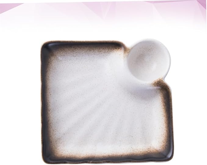 Luxshiny Ceramic Sauce Dish with Vinegar Dish Square Dipping Bowl for Appetizers Home Use Easy to Clean 4-Piece Set Versatile Seasoning Saucer