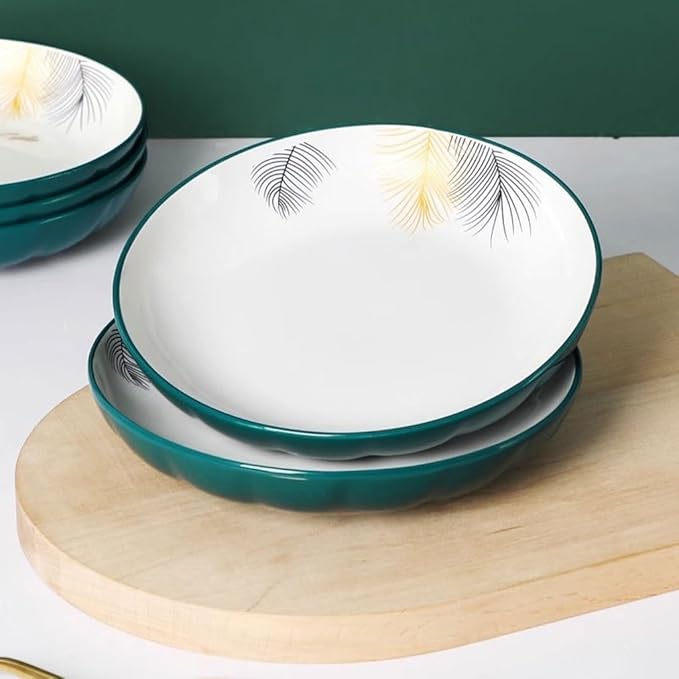 SONGCHAO Party Supplies 6pcs Ceramic Plate Household Dish Plate Chinese Simple Deep Soup Plate Breakfast Plate Microwaveable Party Plates (Color : 7inch)