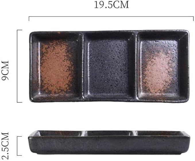 snack plate Ceramic Sauce Dish Three-grids Appetizer Serving Reusable Seasoning Storage Plate Snack soup bowl