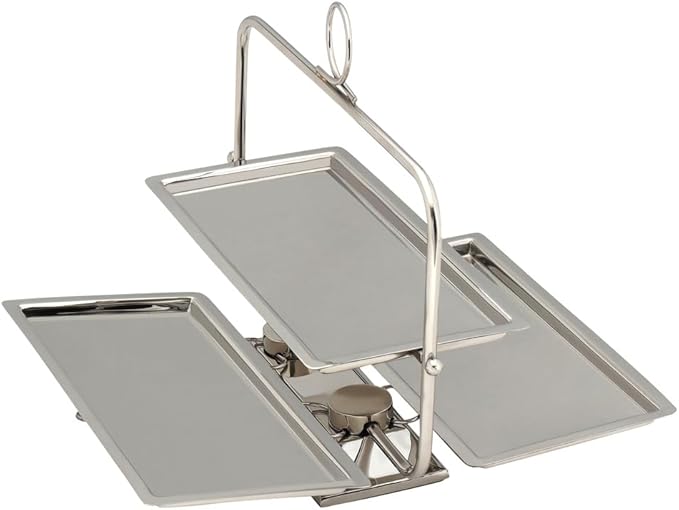 Godinger Serving Tray, Serving Tray, Appetizer Tray, Vanity Tray, 3 Tier Foldable Stand, Rectangle
