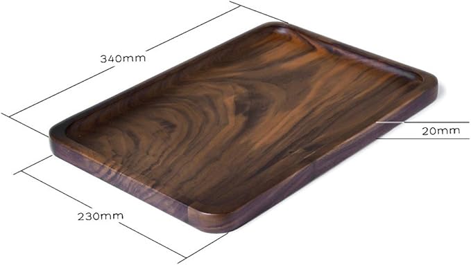 Winterworm Rustic Walnut Wooden Tray Solid Wood Serving Tray Square Rectangle Platter Tea Tray Coffee Table Tray (Rectangle Large (13x9x0.8inch))