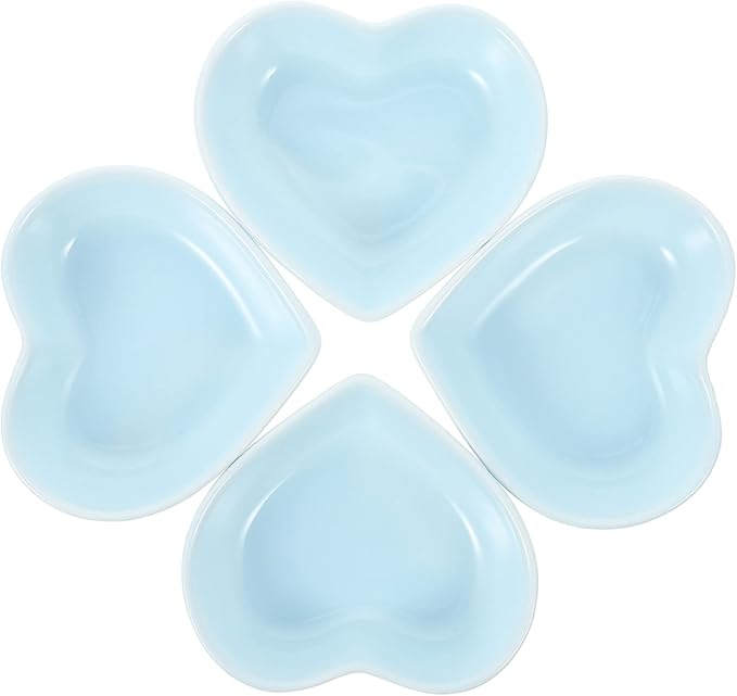 6pcs Heart Shaped Plate Sauce Container Serving Bowl Ceramic Appetizer Dishes Dessert Dish Bowl Seasoning Dishes Sushi Appetizer Plate Ceramics Dipping Sauce Bowl Purple re-usable (Color : Blu