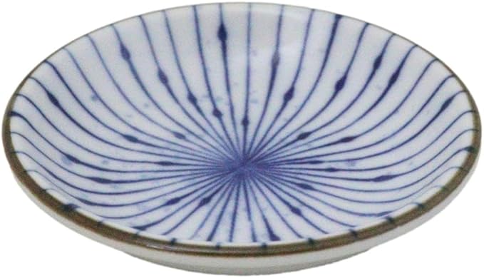 Ebros Gift Artistic Blue Waves Fubuki Tokusa Made In Japan Dinnerware Serveware Kitchenware Set Asian Japanese Restaurant Supply (Pack Of 6 Round Sauce Dish 1.5oz)