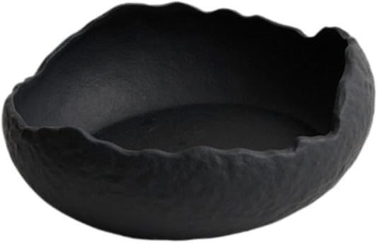 Ceramic Dinner Plate Salad Plate Decorative Plate Dinnerware Irregular Serving Plate Appetizer Plate for Snack Restaurant, Black