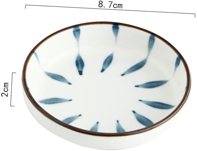 PRETYZOOM 4pcs Ceramic Dipping Bowls Hand-painted Sauce Dishes for Appetizers and Condiments Seasoning Dish Collection Thousands Leaf Spiral White Leaf