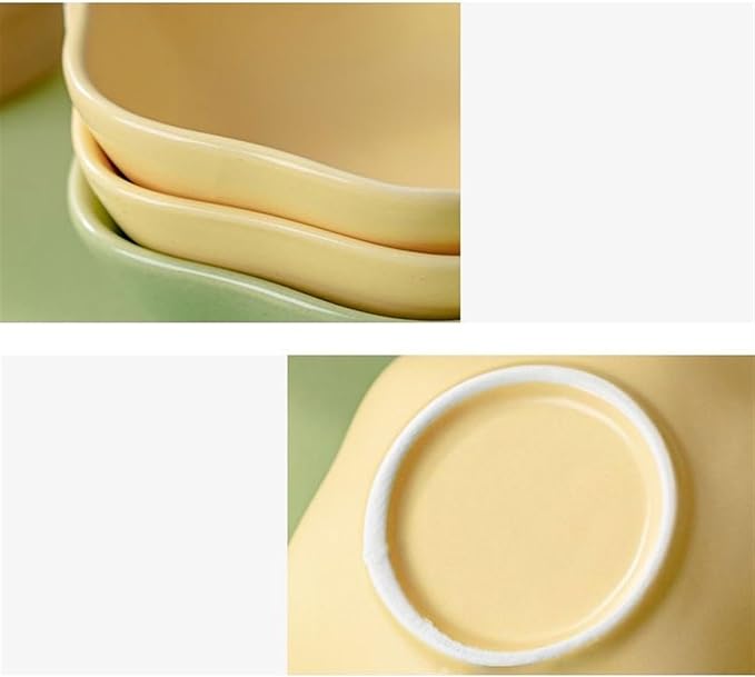 Sauce Dish 2-piece/4-piece Creative Flower Shaped Ceramic Plate Soup Bowl Plate Snack Plate Dim Sum Plate Sauce Bowl Snack Plate(Yellow,4-Piece)