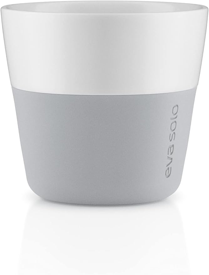 Eva Solo | 2 Lungo Tumbler Mugs | 8 oz Porcelain Coffee Cup Tumblers with Silicone-coated Grip for a secure grip | Dishwasher Safe | Danish Design, Functionality & Quality | Marble grey
