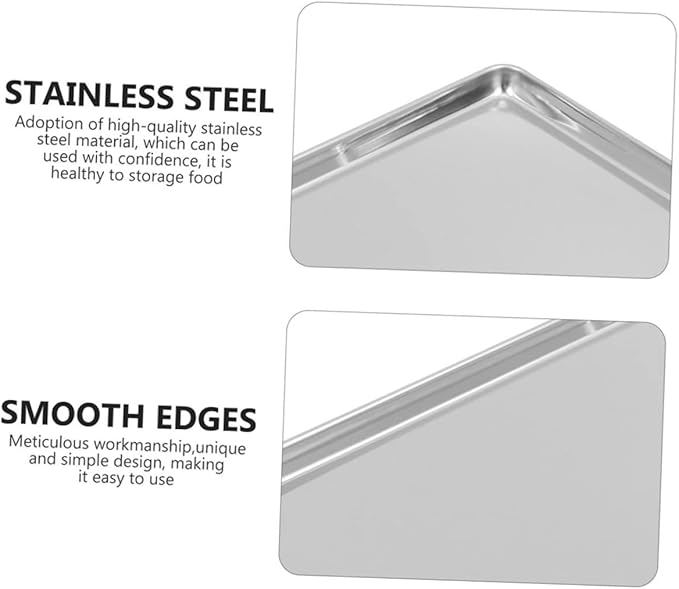 Stainless Steel Rice Noodle Dish Jewelry Tray Household Food Plate Sizzling Platter Kitchen Storage Tray Pot Banquet Plate Rectangular Griddle Cold Noodle Silver