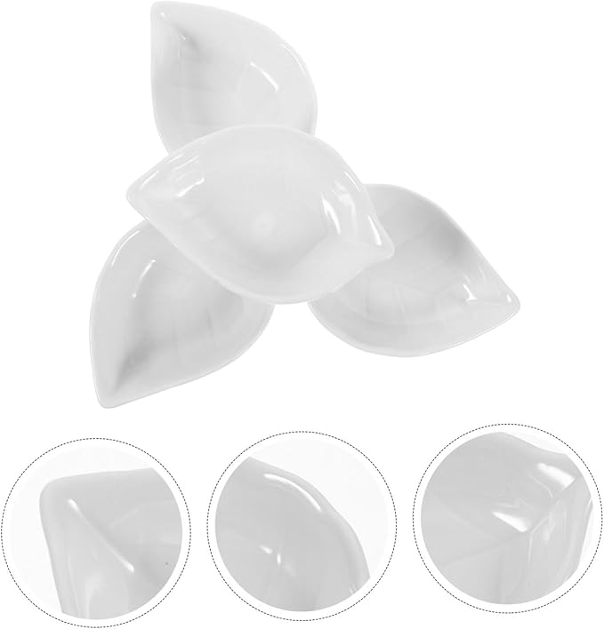 14pcs Small Ceramic Dipping Bowls Leaf-shaped Sauce Dishes Appetizer Plates Serving Plates Ceramic Sauce Bowls Relish Tray