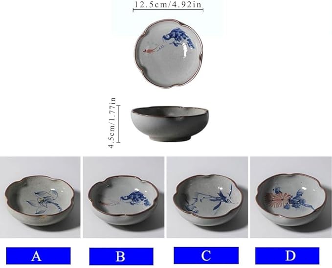 Snack Plate Hand Drawn Dipping Dishes Japanese Style Ceramic Seasoning Plate Vinegar Kitchen Dipping Bowl Appetizer Sushi Serving Plate Snack Tray (Color : E)