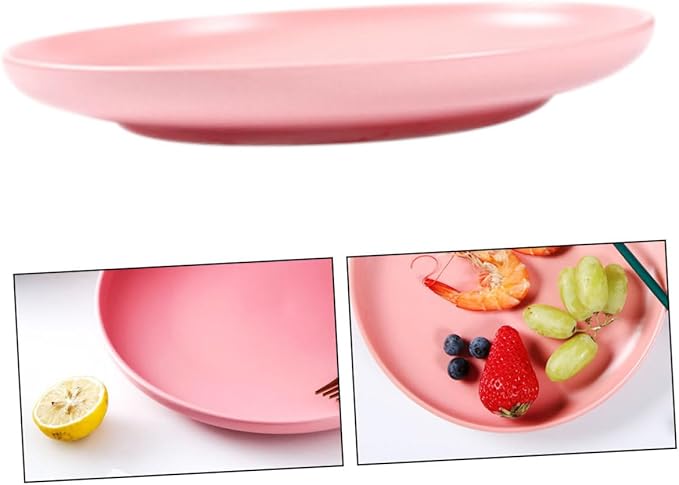 KICHOUSE Ceramic Steak Plate 8 Inch Microwave Safe Food Serving Dish Pink Glazed Ceramic Plate for Western Cuisine for Dinner Parties and Everyday Use