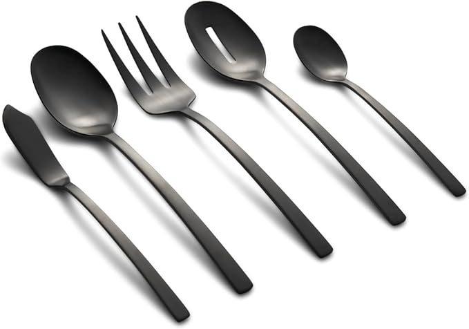 Cambridge 286645CKW13DS Beacon Black Satin 45-Piece Flatware Set