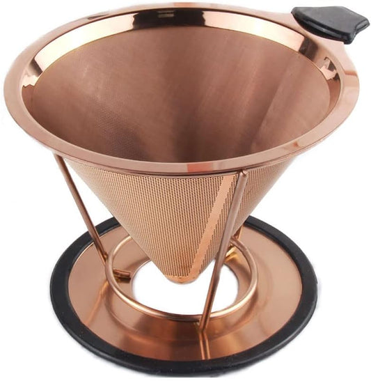 Sivaphe Reusable Coffee Filter Stainless Steel Pour Over Cone Coffee Dripper Paperless Coffee Filter with Removable Stand