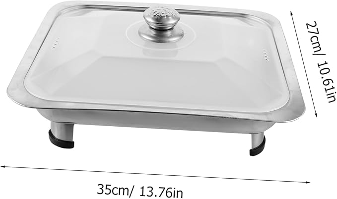 PRETYZOOM Stainless Steel Buffet Plate Serving Tray Cover Portion Control Plate for Lunch