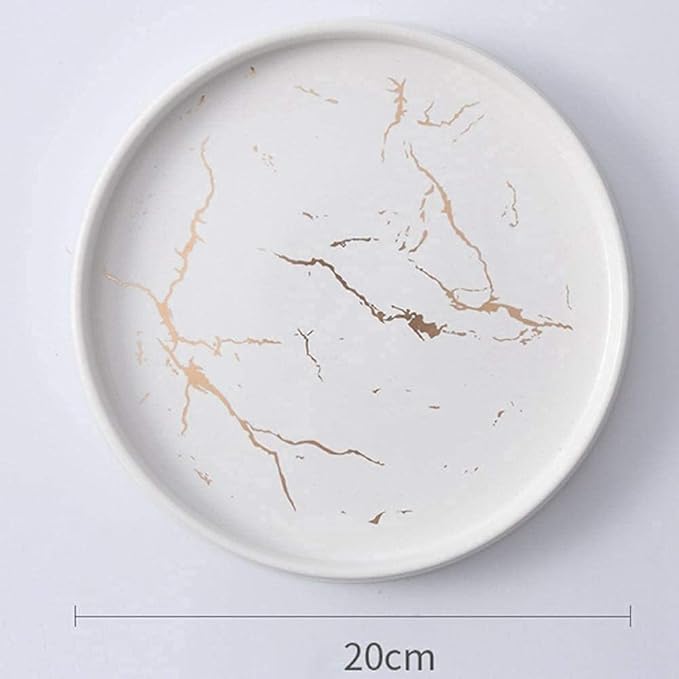 Dinnerware Set, s 20Cm Gold White Marble Ceramic Dish Porcelain Cutlery Set Kitchen Table European Decorative Dessert Steak Plate Plates