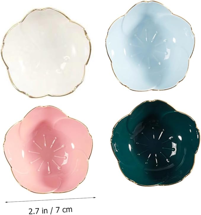 4pcs Ceramic Dipping Sauce Bowls Elegant Appetizer Plates for Soy Sauce Ketchup Vinegar Design for Home Kitchen Parties and Outdoor Use
