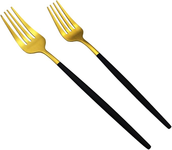 60-Piece Modern Matte Silverware Set, Uniturcky 304 Stainless Steel Flatware Cutlery Set, Elegant Kitchen Utensils Service For 12, Includes Dinner Knives/Spoons/Forks,Black Gold Satin Finish
