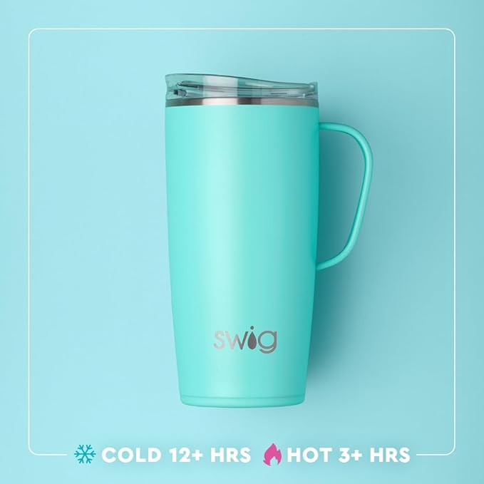 Swig Life 22oz Travel Mug, Insulated Tumbler with Handle and Lid, Cup Holder Friendly, Dishwasher Safe, Stainless Steel, Insulated Mug with Lid, Teacher Gifts for Women (Teacher Life)