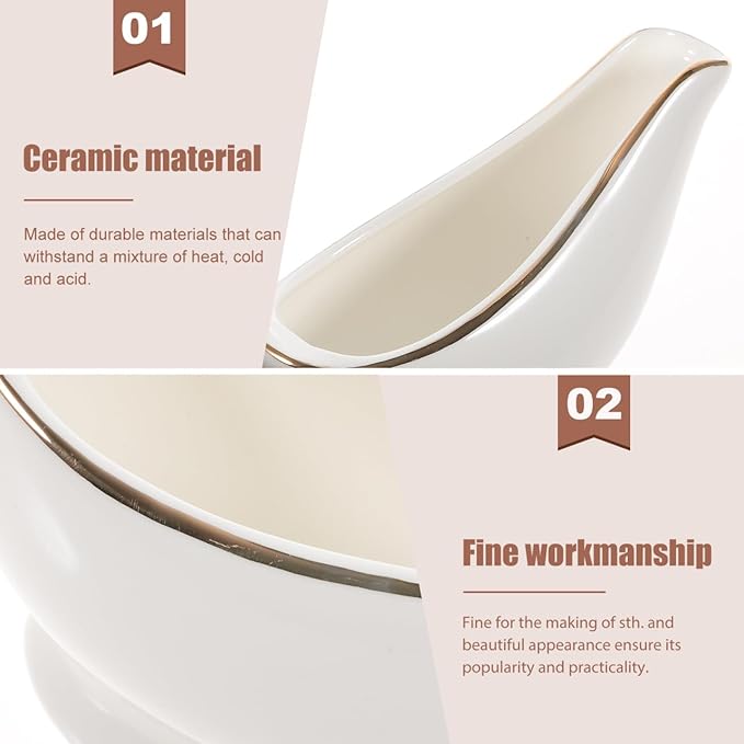 Gatuida 5Oz Ceramic Milk Pitcher Small Creamer Jug with Handle Mini Porcelain Syrup Pour Spout for Coffee Milk Sauce Serving