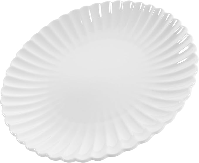ABOOFAN Chrysanthemum Shaped Ceramic Dessert Tray Elegant Matte Snack Plate for Home Kitchen Tableware for Serving Cakes Sushi and Appetizers White