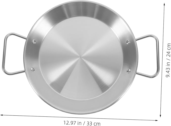 IMIKEYA 1pc Double Handle Serving Plate Stainless Steel Salad Dish Anti-scalding Party Food Plate 24cm Silver
