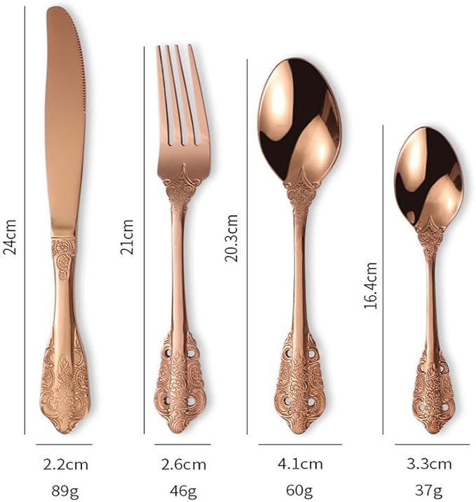 Stainless Steel Flatware serving set,Home Kitchen Eating Tableware Set,Dishwasher Safe,For Home Kitchen Restaurant Hote 4/16/24/32/40/48 Pcs 304 Stainless Steel Palace Series Knife, Fork And Spoon Set