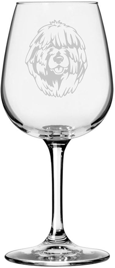 Etched Laser Art Personalized Dog Themed Etched Wine Glass - Custom Dog Breed Wine Glasses, Ideal for Pet Lovers, Unique Birthday Gift for Men & Women, Personalized Gift - Puli, 12.75 oz