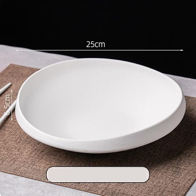 Modern Large Dinner Plates Simple Ceramic Plate Salad Plate Irregular Deep Plate Home Cold Dish Plate Western Food Platter Stackable Dinner Plates