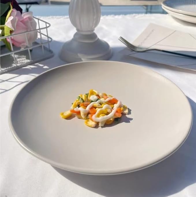 Kitchen Plates Simple Ceramic Plate Dish Plate Home Restaurant Western Food Plate Steak Plate Pasta Plate Hotel Plate Restaurant Plates(1PC)