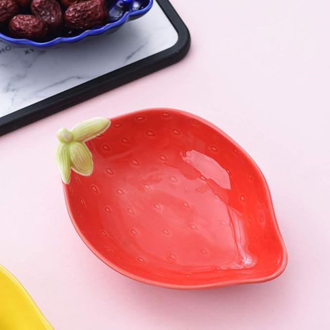 Ceramic Appetizer Plate Fruit Shape Plate Dessert Plate Salad Pasta Bowls Food Serving Tray for Fruit Cheese Dessert Snack-Red
