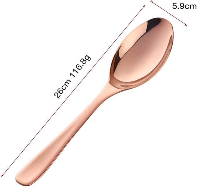 Buffet Serving Spoons, Stainless Steel 10 Inch Rose Gold Plated Server Set of 2, Large Salad Serverware Utensils, Dishwasher Safe