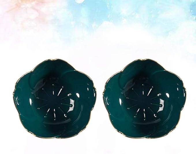 Handmade Soup Bowl, Ceramic Bowl, 2pcs Sauce Dishes Ceramic Seasoning Dipping Bowl Flower Shape Sushi Soy Dipping Bowl Appetizer Plates Serving Dish for Kitchen Home (Blue) Sushi Plates ( Color : Pink