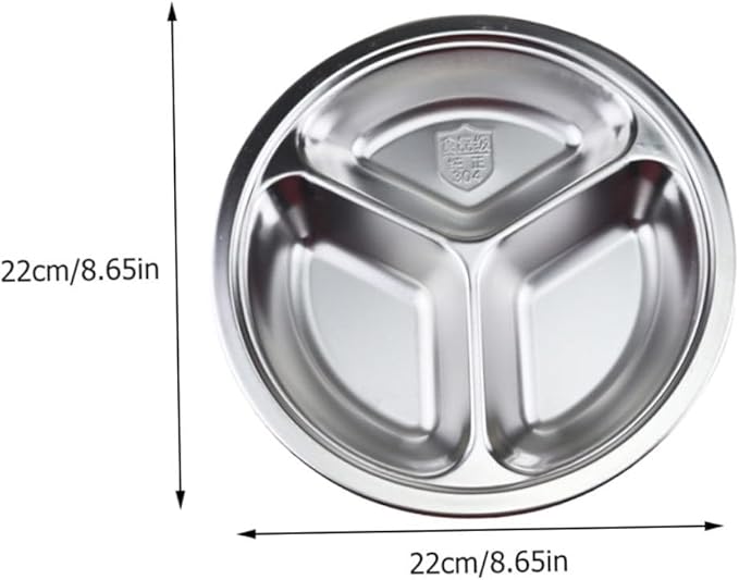 Cabilock 2pcs Stainless Steel Thickened Food Compartment Tray Serving Plates for Canteens Fast Food Home School Picnic Dishwasher Safe Practical Meal Storage