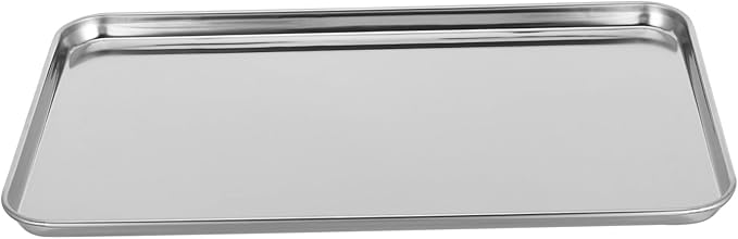 Rectangular Stainless Steel Serving Tray Practical Food Plate for Restaurants and Hotels Silver Non-Slip Design for Catering and Buffet