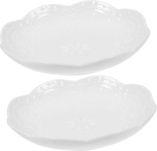 PRETYZOOM 2Pcs Ceramic Appetizer Plates White Porcelain Sauce Dishes for Dipping Sauces Snacks and Seasoning Small Easy to Carry for Home and Restaurant Use