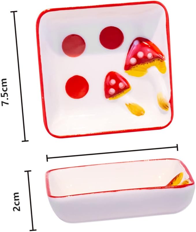 2pcs Sauce Dish Mushroom Ceramic Plates Appetizer Dishes for Cottagecore Kitchen