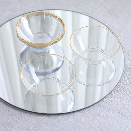 Efavormart 24 Pack Clear Heavy Duty Plastic Dessert Bowls with Gold Rim, Premium Disposable Ice Cream Party Bowls - 7oz