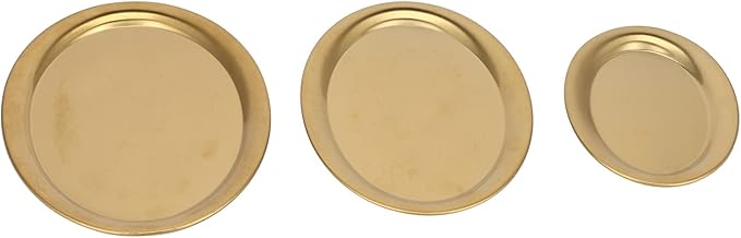 Stainless Steel Serving Platter Set, Silver Tray Mirror Finish, 3pcs Assorted Sizes - Durable 304 Steel, Easy to Clean, Versatile Display and Serving Use (Gold)