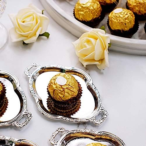 12 Silver 4.5 in Long Metallic Mini Oval Trays Favor Holders Wedding Party Events Home Accessories Decorations Supplies