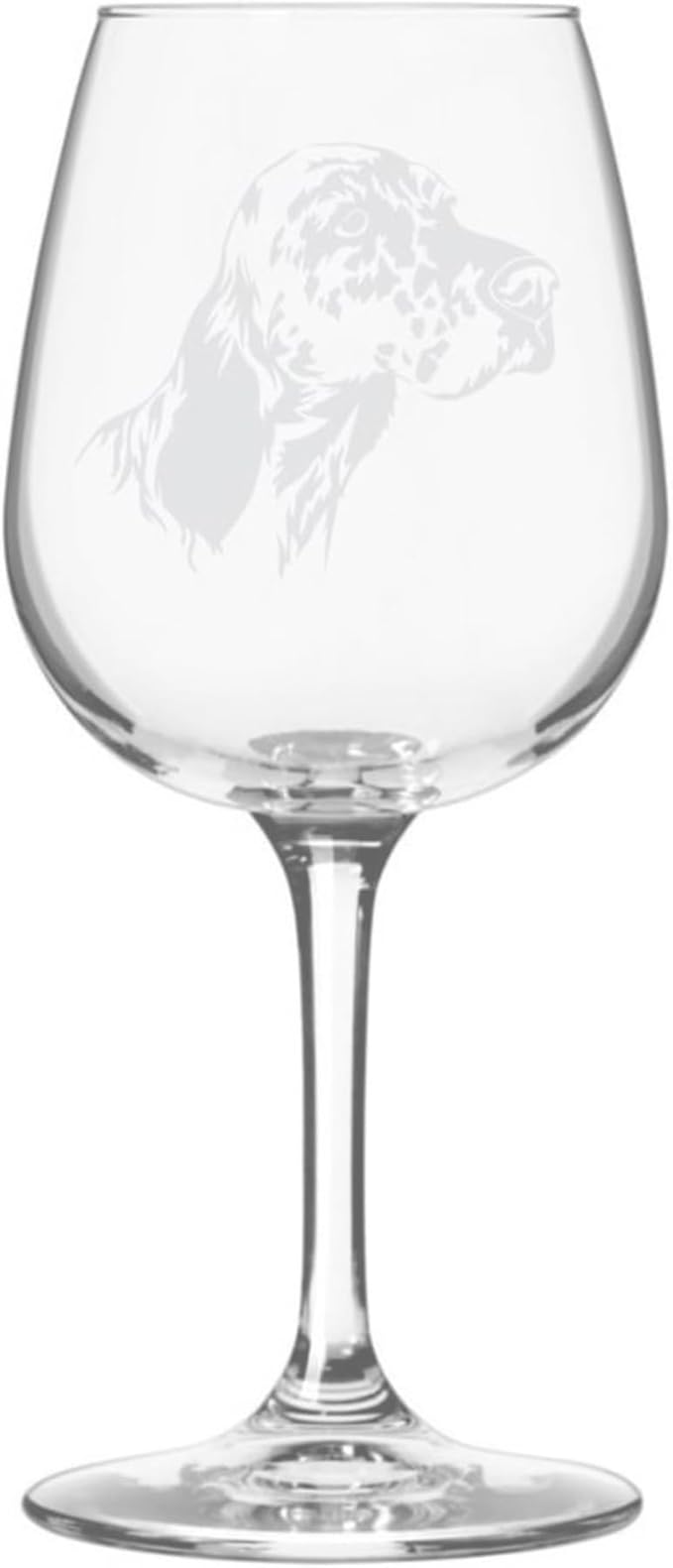 Etched Laser Art English Setter Personalized Dog Themed Etched 12.75oz Wine Glass Custom Dog Breed Wine Glasses, Ideal for Pet Lovers, Unique Birthday Gift for Men & Women, Personalized Gift