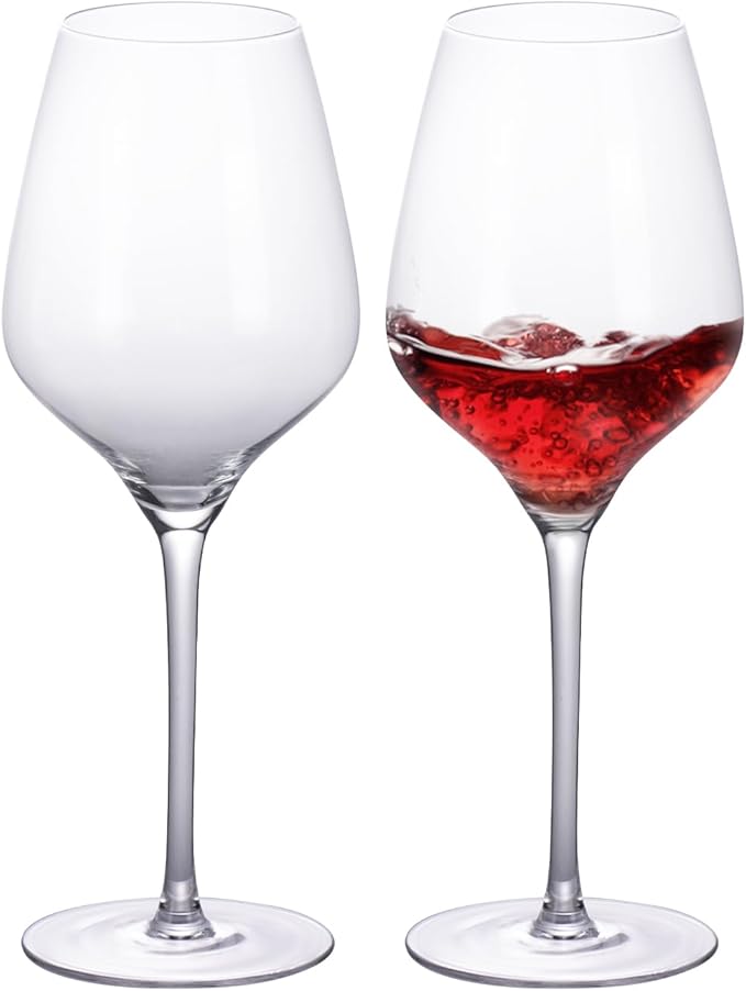 KAMMAK Wine Glasses Crystal Red and White Wine Glasses Set of 2, 21oz Hand Blown Large Glassware with Long Stem, Premium Glassware for Wine tasting, Birthday Gift, Party, Anniversary