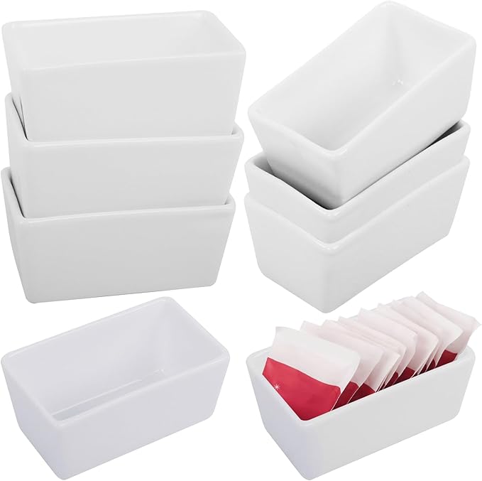 Nsmykhg Ceramic Sugar Packet Holders, 8 Pack 5 Oz Porcelain Sugar Bag Bowl Caddy, Tea Packet Storage Container, Sugar Packet Organizer for Kitchen, Cafe & Restaurant, 4.2" L x 2.4" W x 2" H